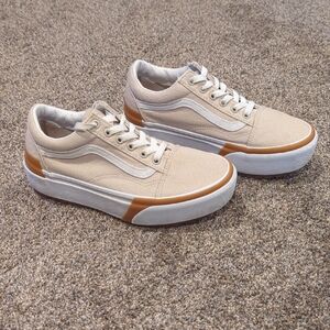 Vans Stacked Cream And White Canvas Size 7.5